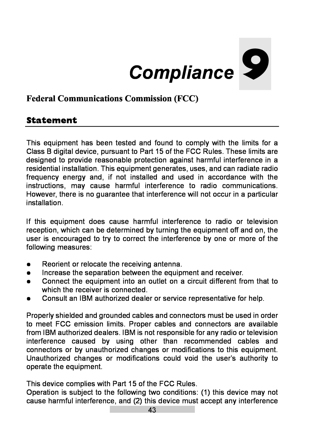 IBM T86A system manual Compliance, Statement 