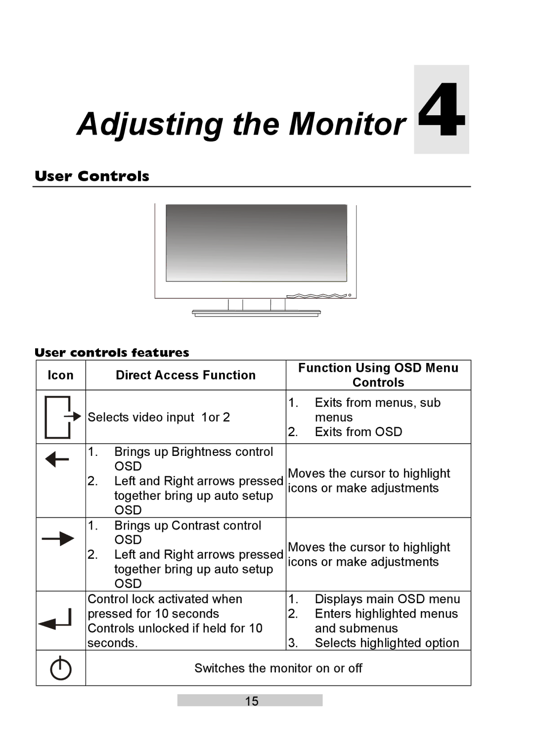 IBM T86A system manual Adjusting the Monitor, User Controls 