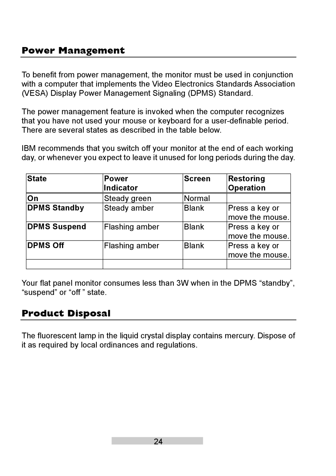 IBM T86A system manual Power Management, Product Disposal 