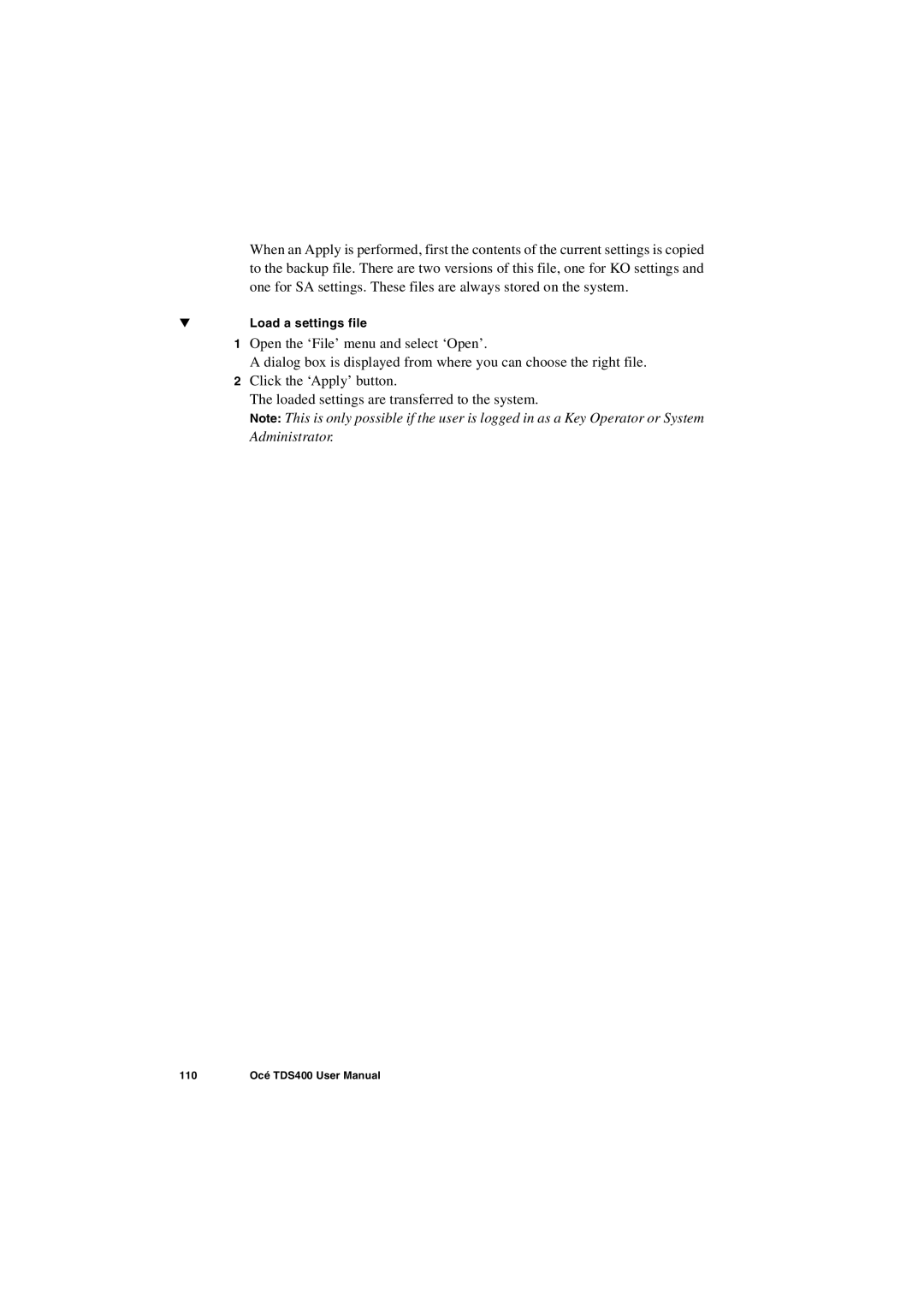 IBM TDS400 user manual Load a settings file 