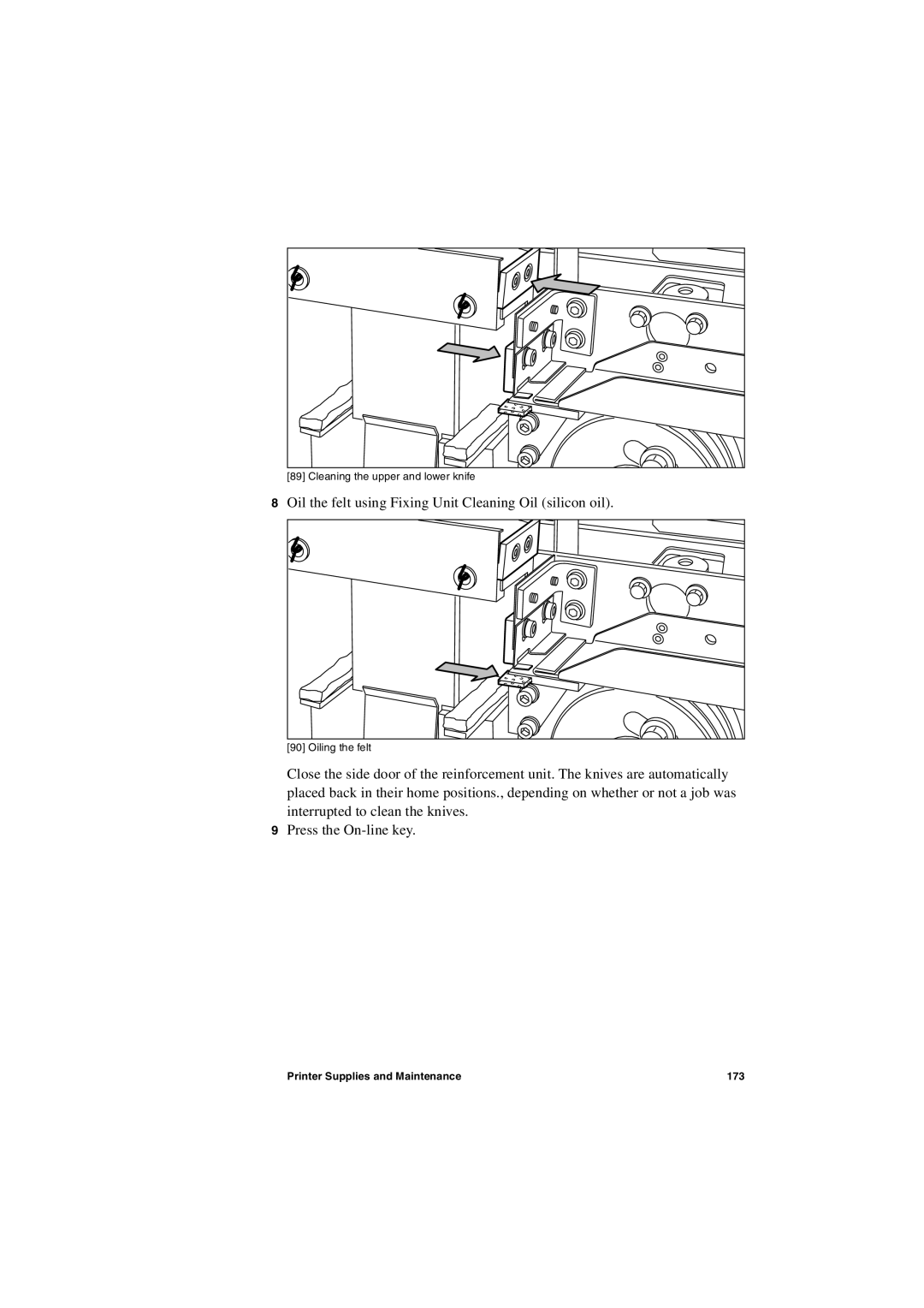 IBM TDS400 user manual Oil the felt using Fixing Unit Cleaning Oil silicon oil 