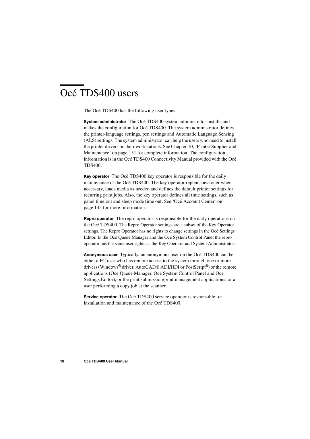 IBM user manual Océ TDS400 users 