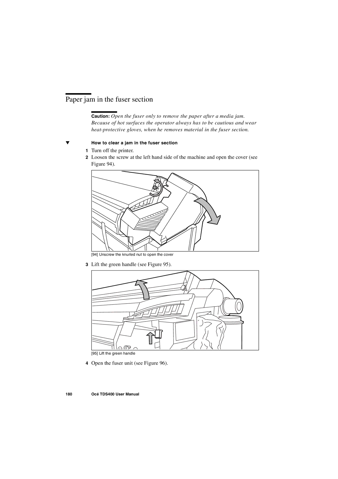 IBM TDS400 user manual Paper jam in the fuser section 