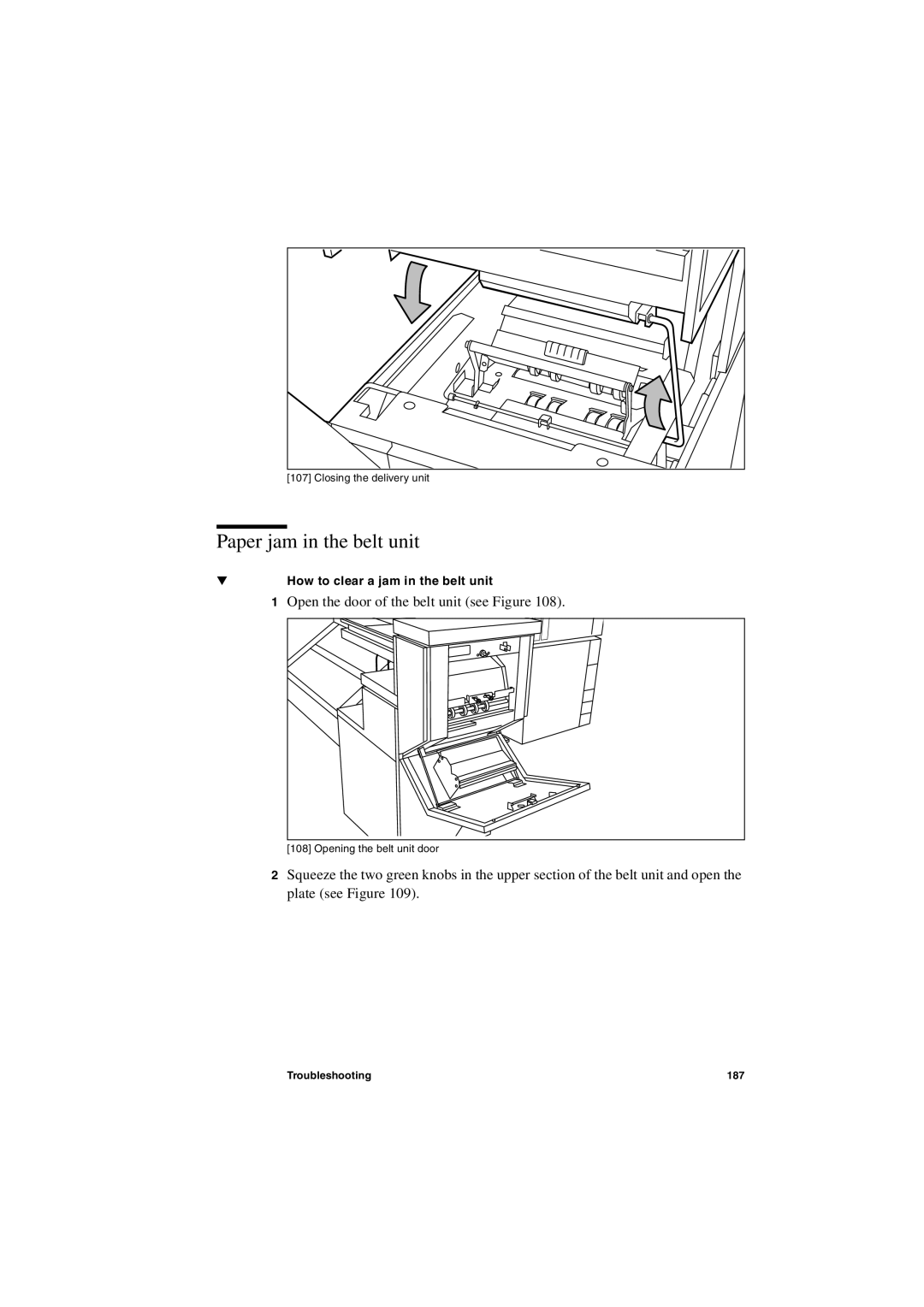 IBM TDS400 user manual Paper jam in the belt unit 