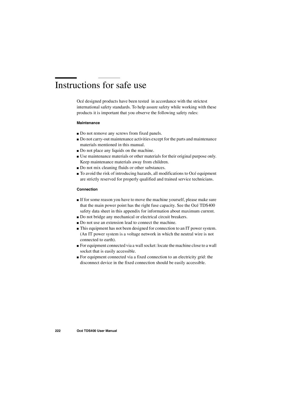 IBM TDS400 user manual Instructions for safe use 