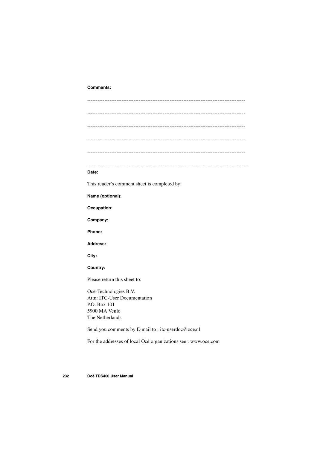 IBM TDS400 user manual This reader’s comment sheet is completed by 