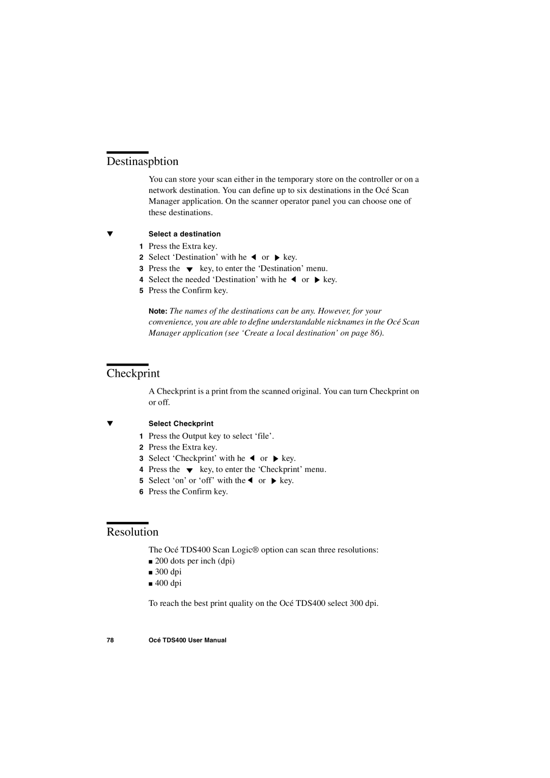 IBM TDS400 user manual Destinaspbtion, Checkprint, Resolution 