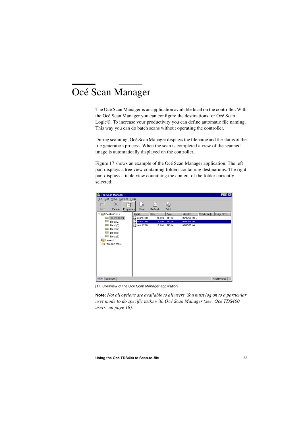 IBM TDS400 user manual Océ Scan Manager 