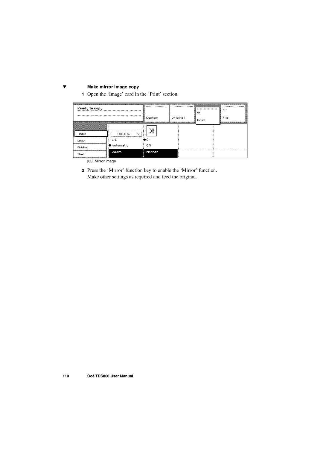 IBM TDS800 user manual Open the ‘Image’ card in the ‘Print’ section 