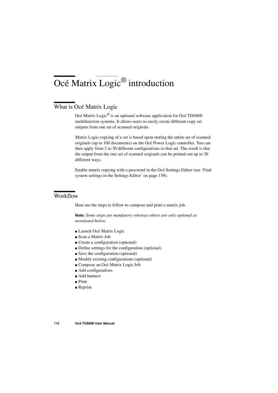 IBM TDS800 user manual Océ Matrix Logic introduction, What is Océ Matrix Logic, Workflow 