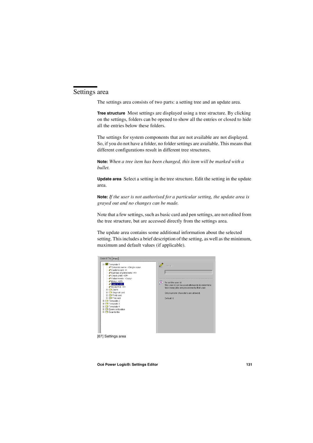 IBM TDS800 user manual Settings area 