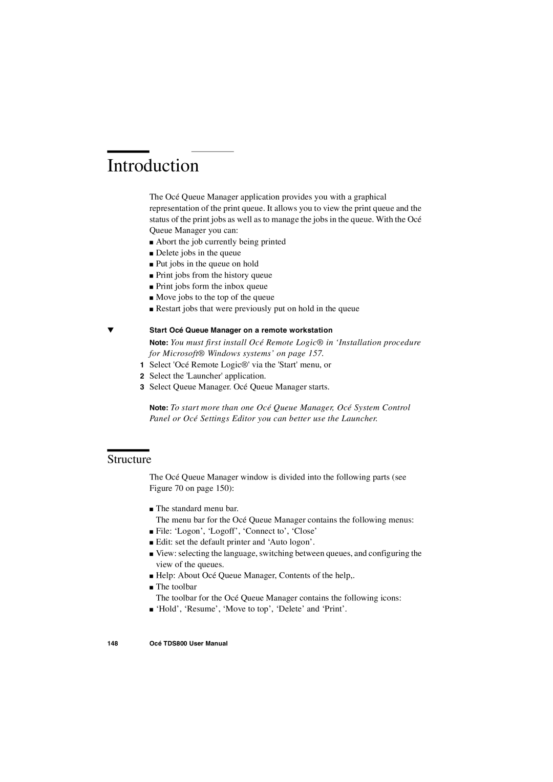 IBM TDS800 user manual Start Océ Queue Manager on a remote workstation 