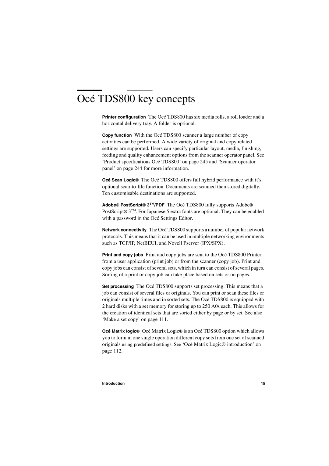 IBM user manual Océ TDS800 key concepts 