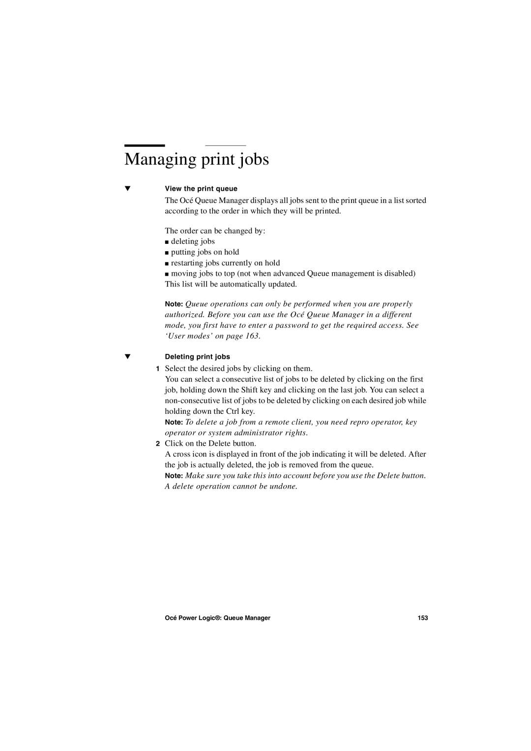 IBM TDS800 user manual Managing print jobs 