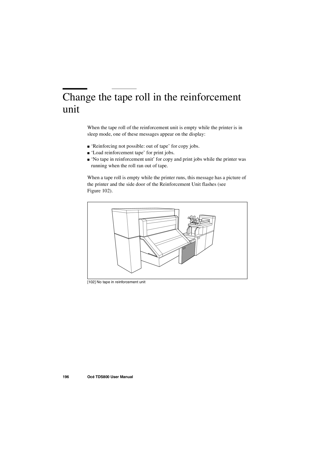 IBM TDS800 user manual Change the tape roll in the reinforcement unit 