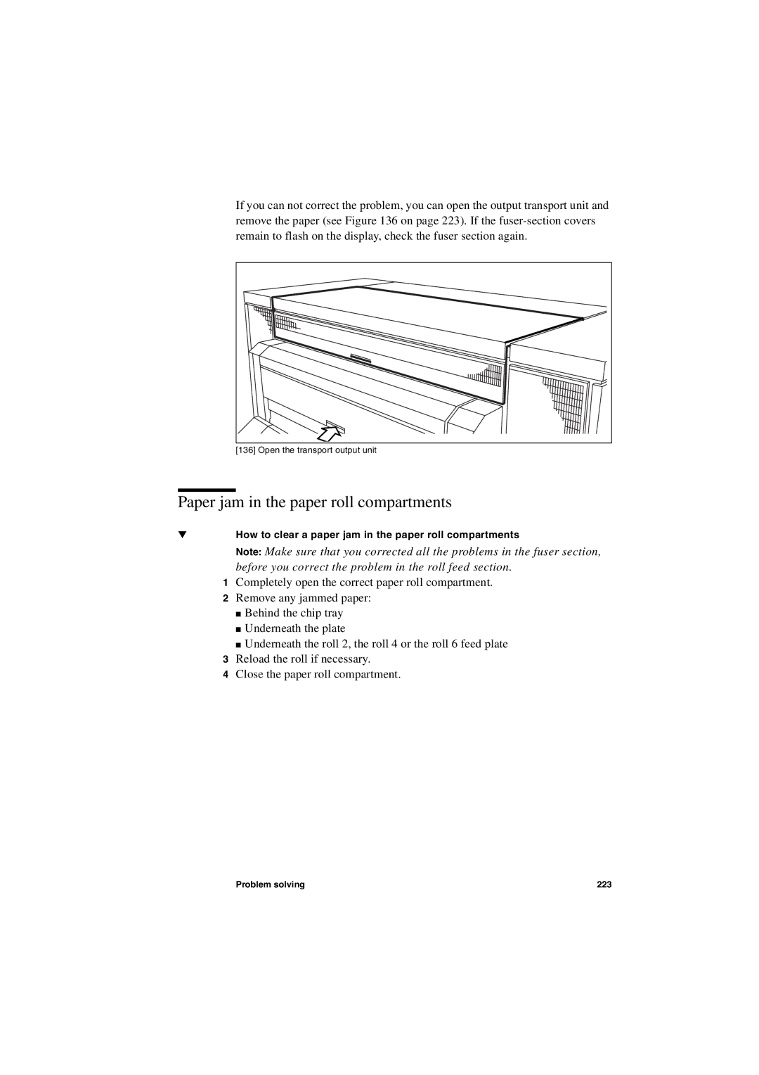 IBM TDS800 user manual Paper jam in the paper roll compartments 