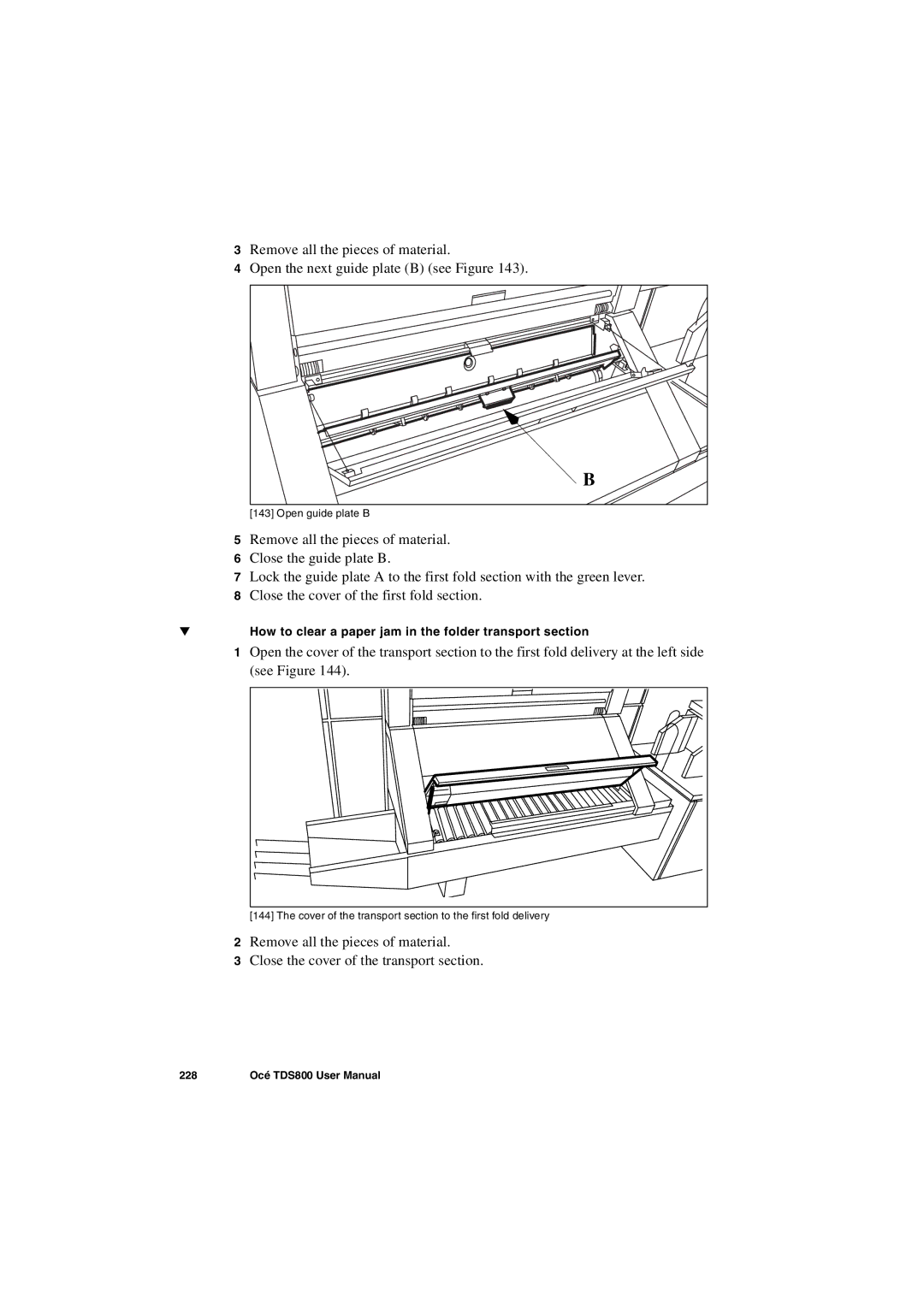 IBM TDS800 user manual How to clear a paper jam in the folder transport section 