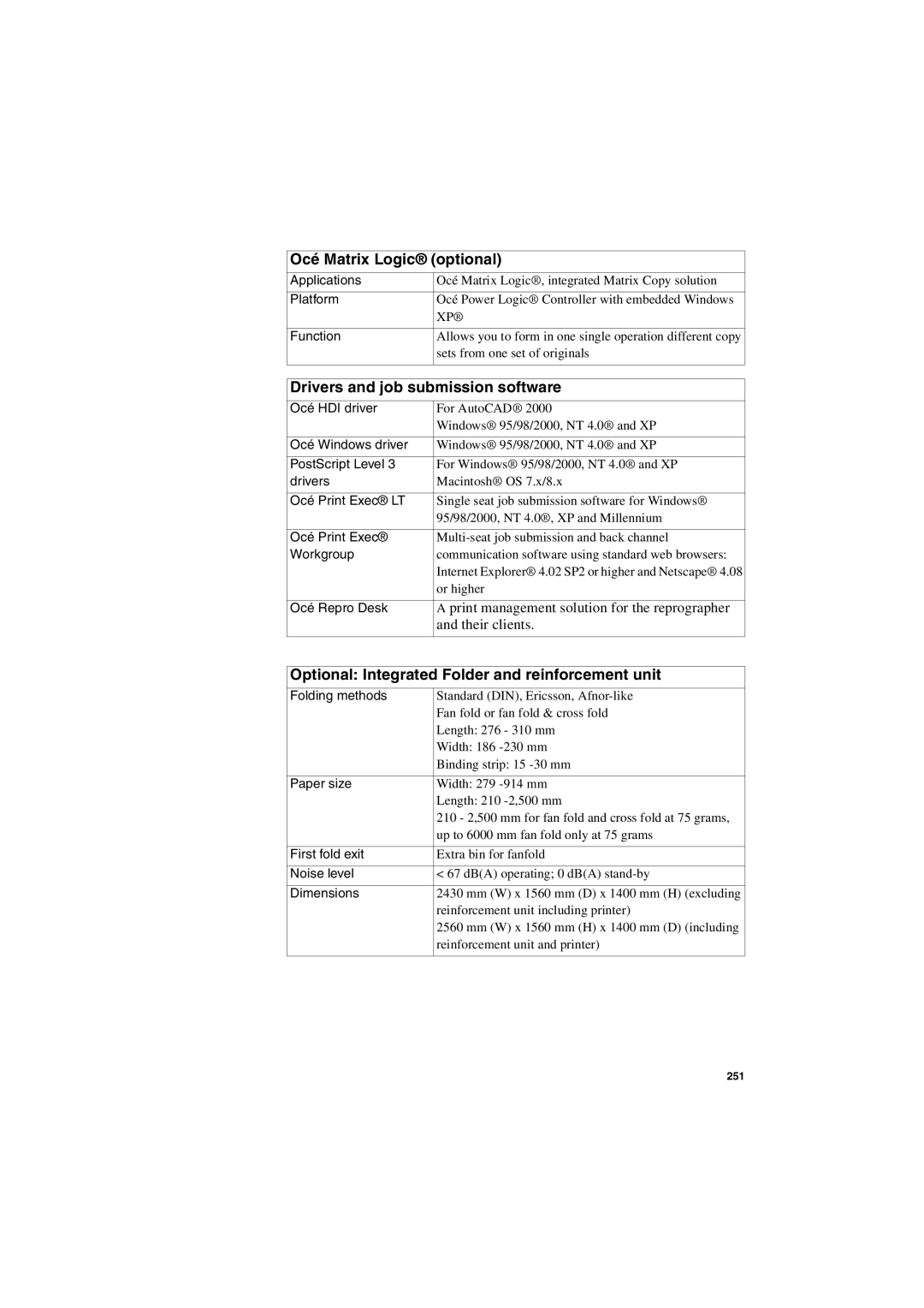 IBM TDS800 user manual Océ Matrix Logic optional 