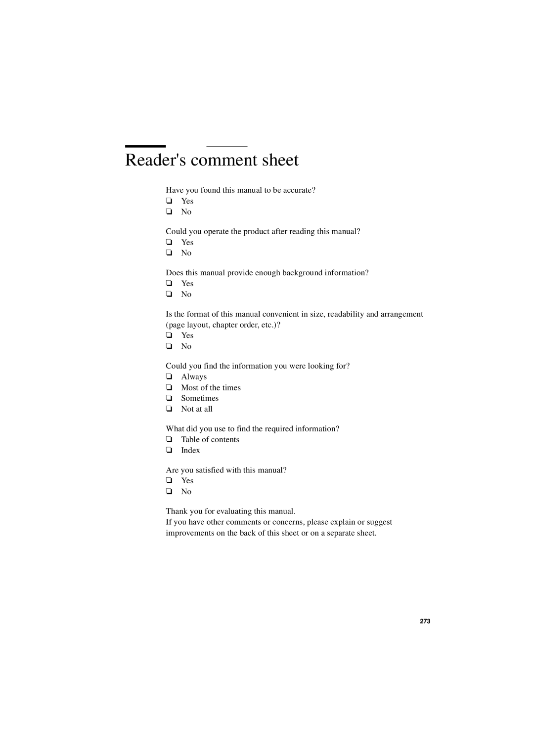 IBM TDS800 user manual Readers comment sheet 