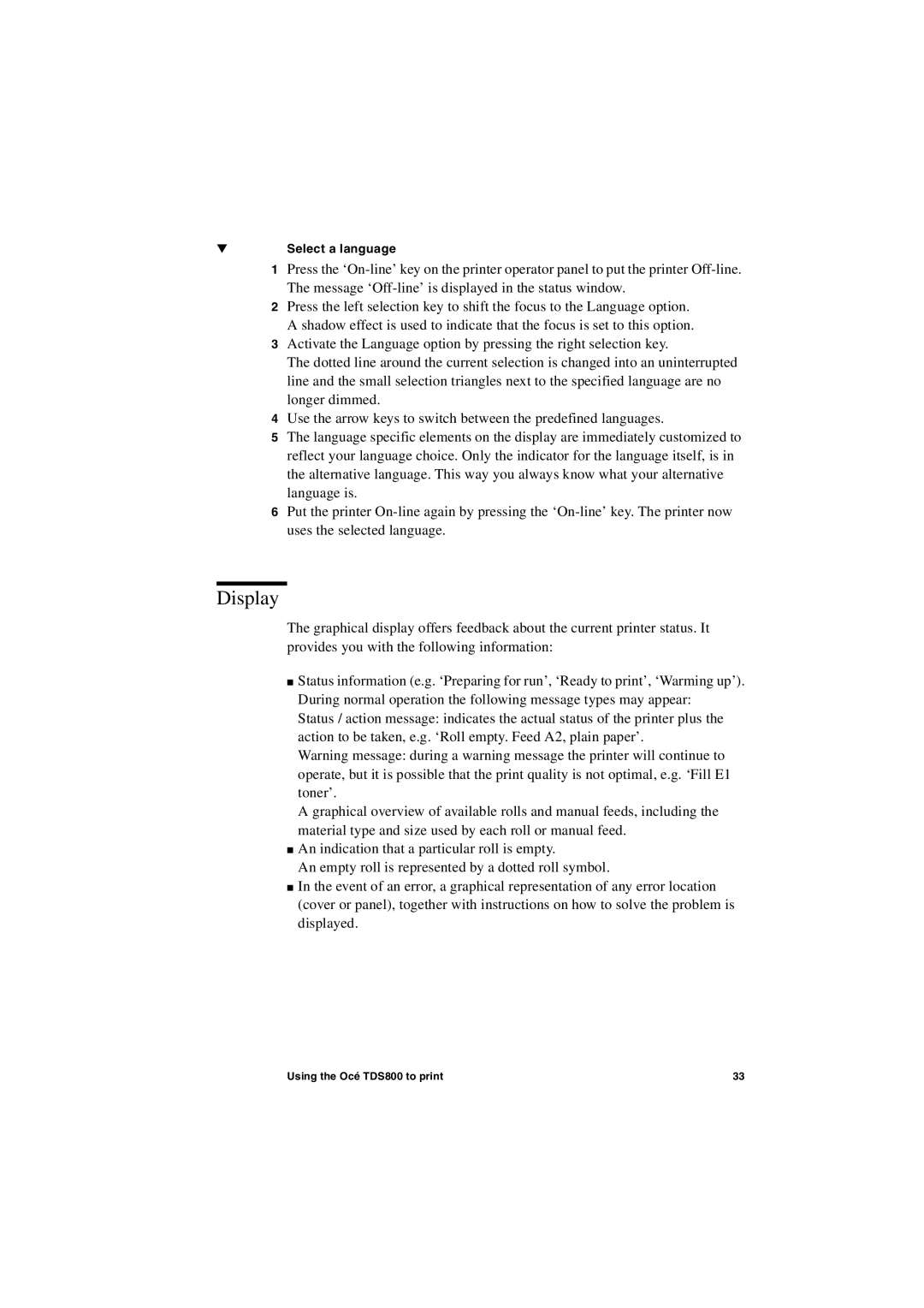 IBM TDS800 user manual Display 