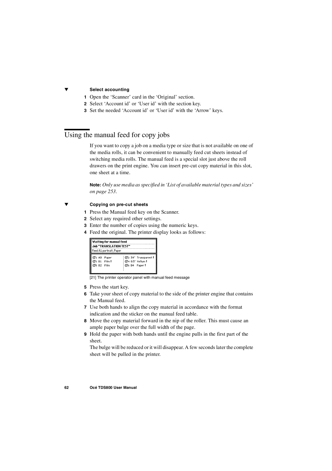 IBM TDS800 user manual Using the manual feed for copy jobs 