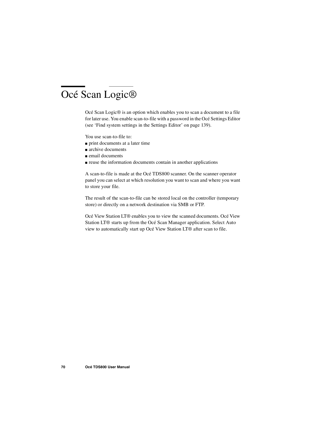 IBM TDS800 user manual Océ Scan Logic 