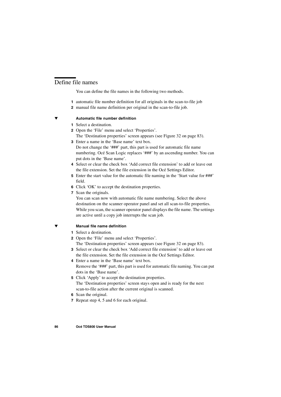 IBM TDS800 user manual Define file names 