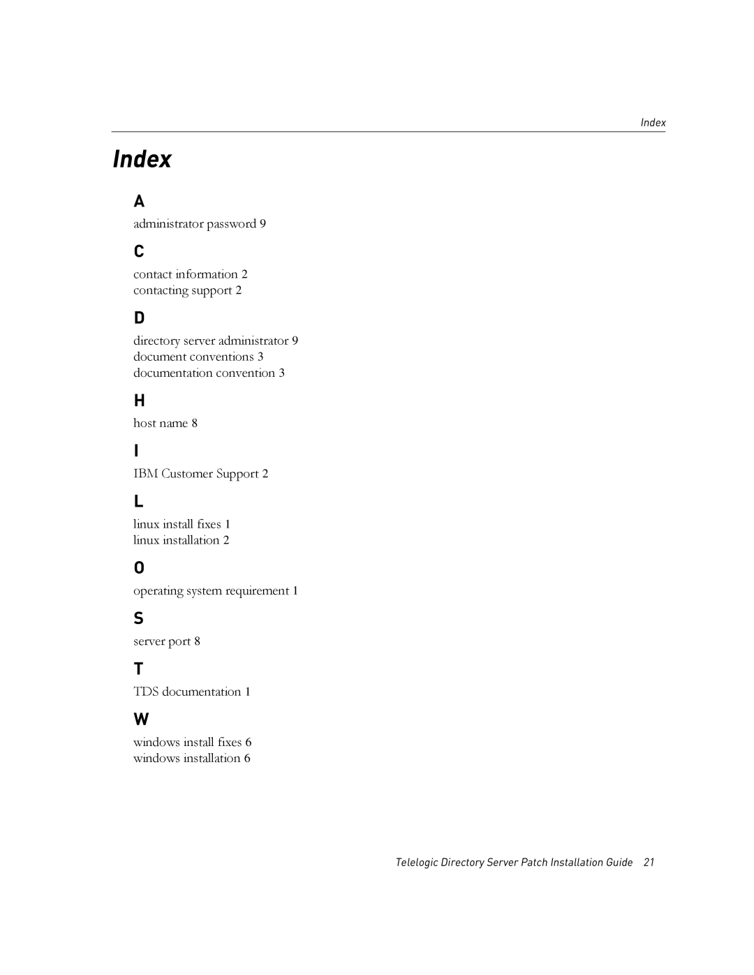 IBM Telelogic Directory Server manual Index 