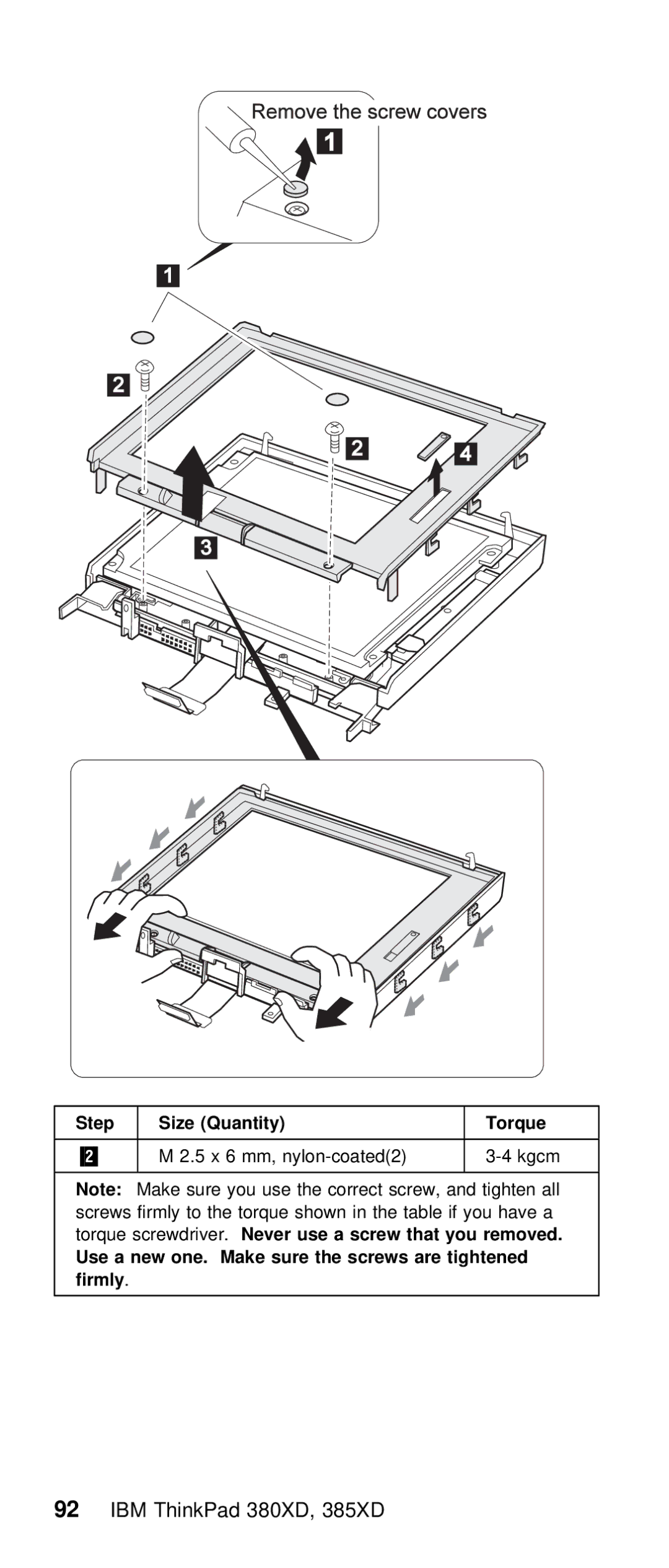 IBM THINKPAD 385XD (2635) manual Nylon-coated2 Kgcm 