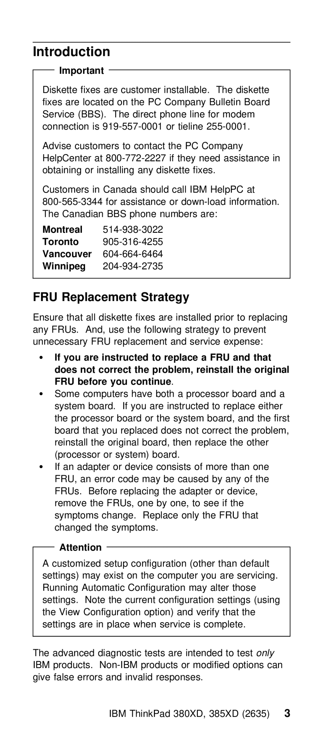 IBM THINKPAD 385XD (2635) manual Introduction, FRU Replacement Strategy, Unnecessary FRU replacement and service expens 