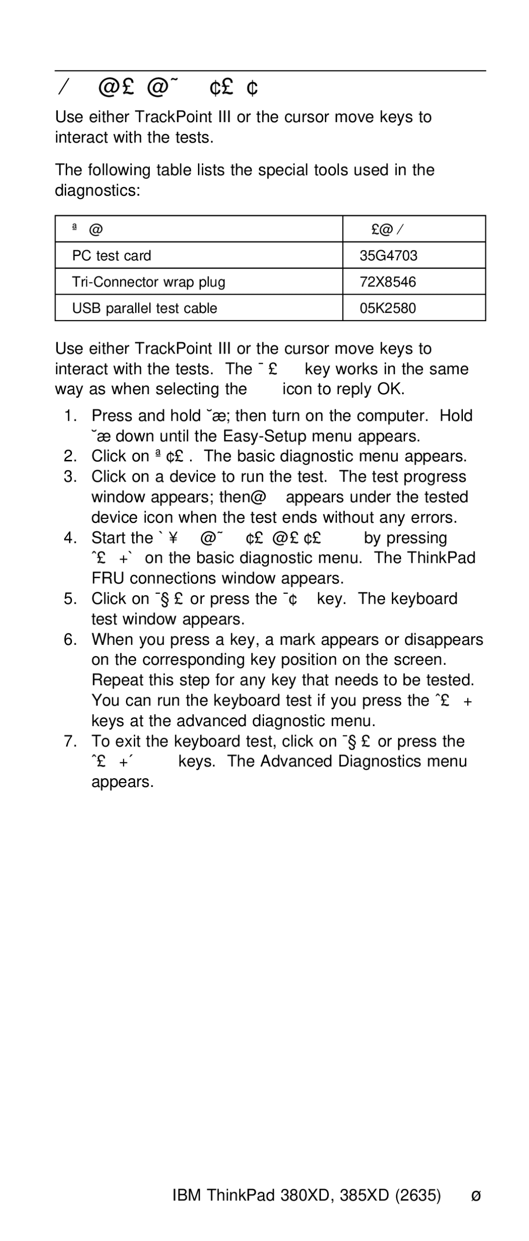 IBM THINKPAD 385XD (2635) manual Running the Diagnostics, Test 