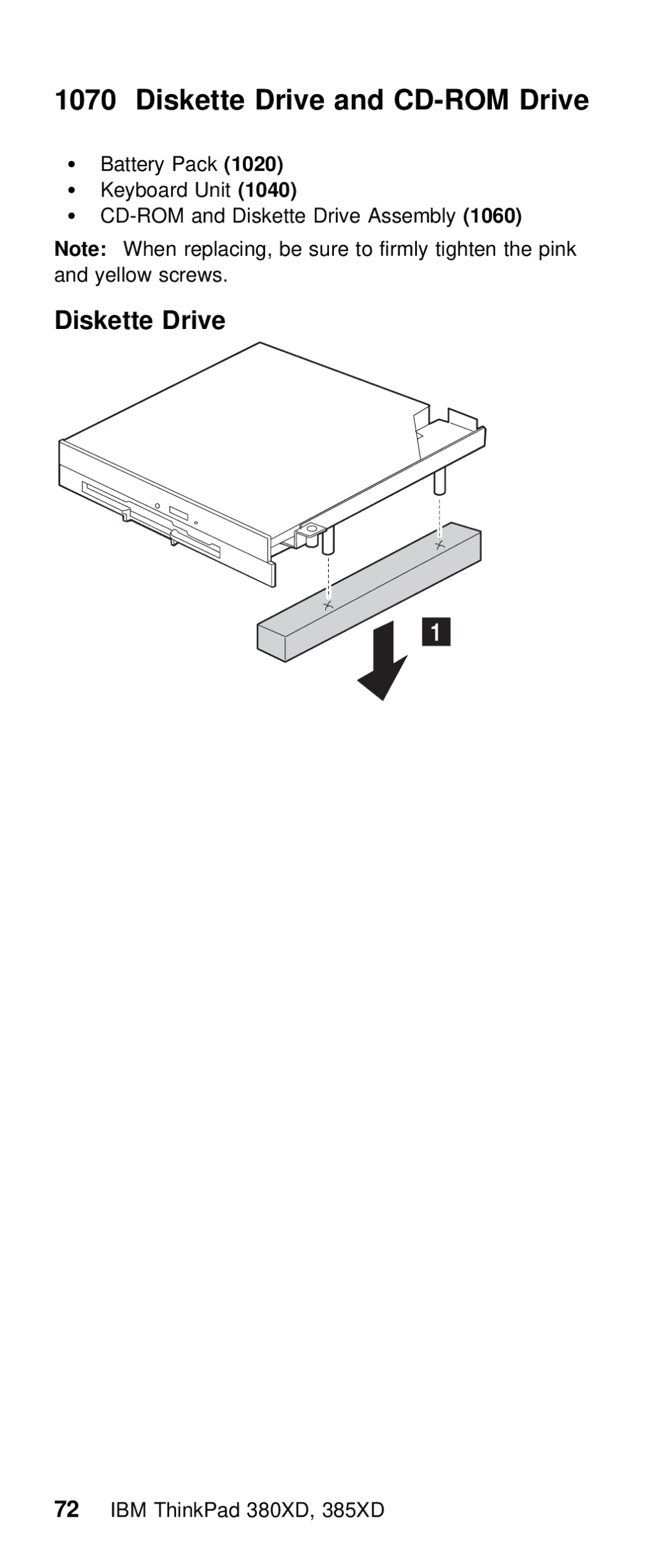 IBM THINKPAD 385XD (2635) manual Diskette Drive and CD-ROM Drive 