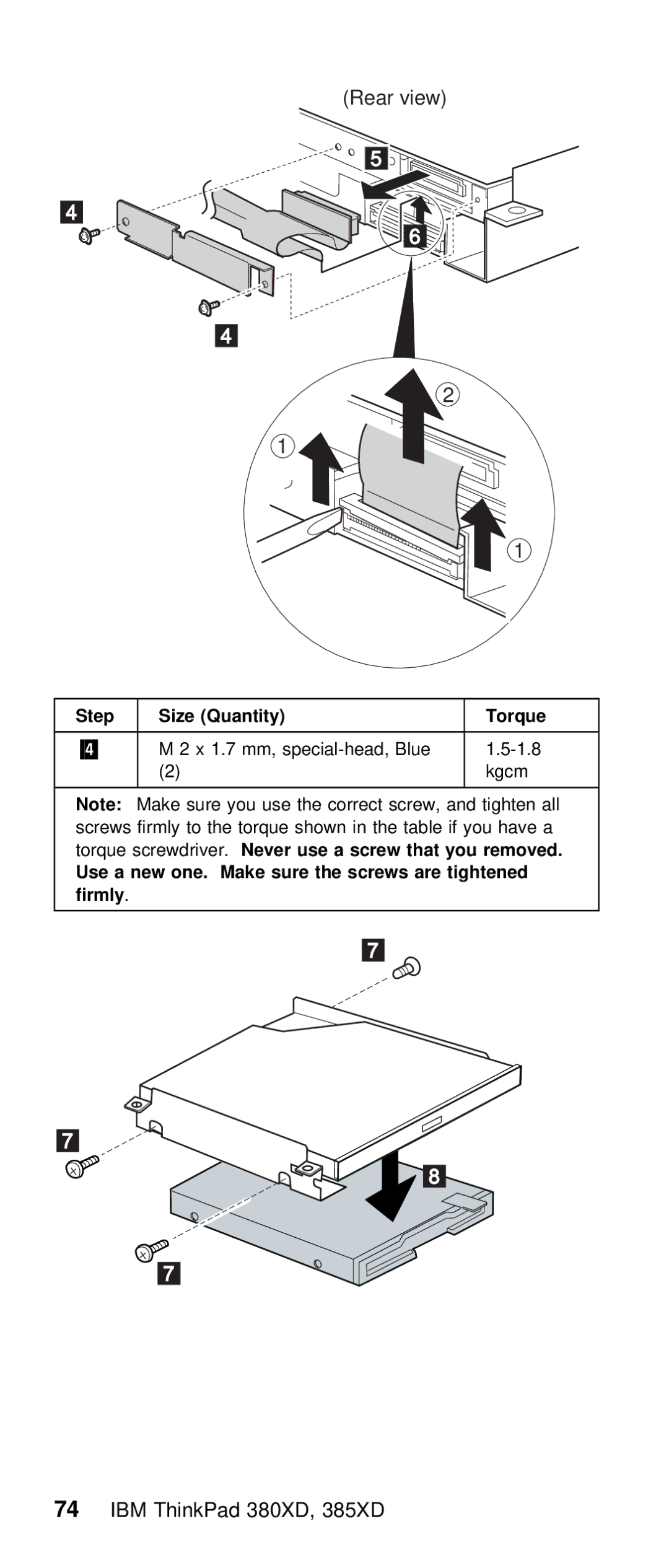 IBM THINKPAD 385XD (2635) manual That you Removed Use a New, Sure Screws 