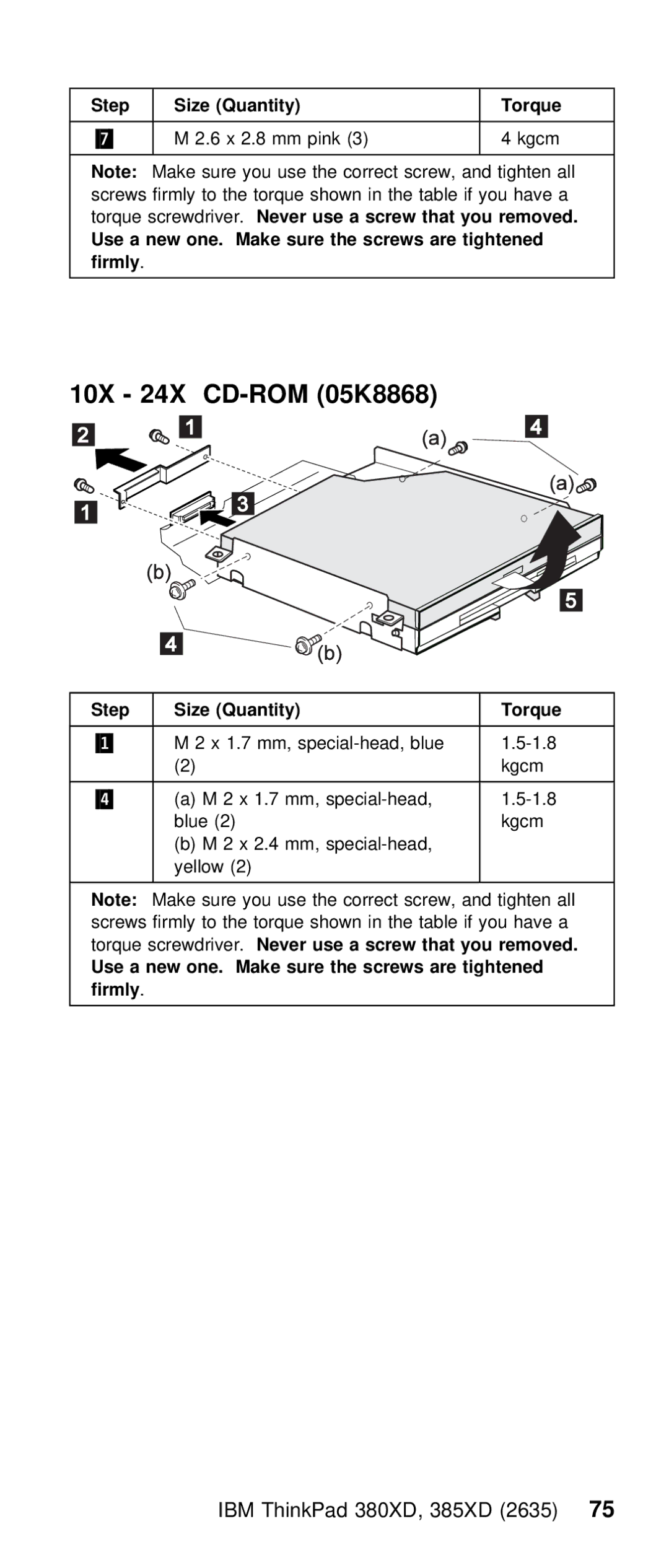 IBM THINKPAD 385XD (2635) manual 10X 24X CD-ROM 05K8868 