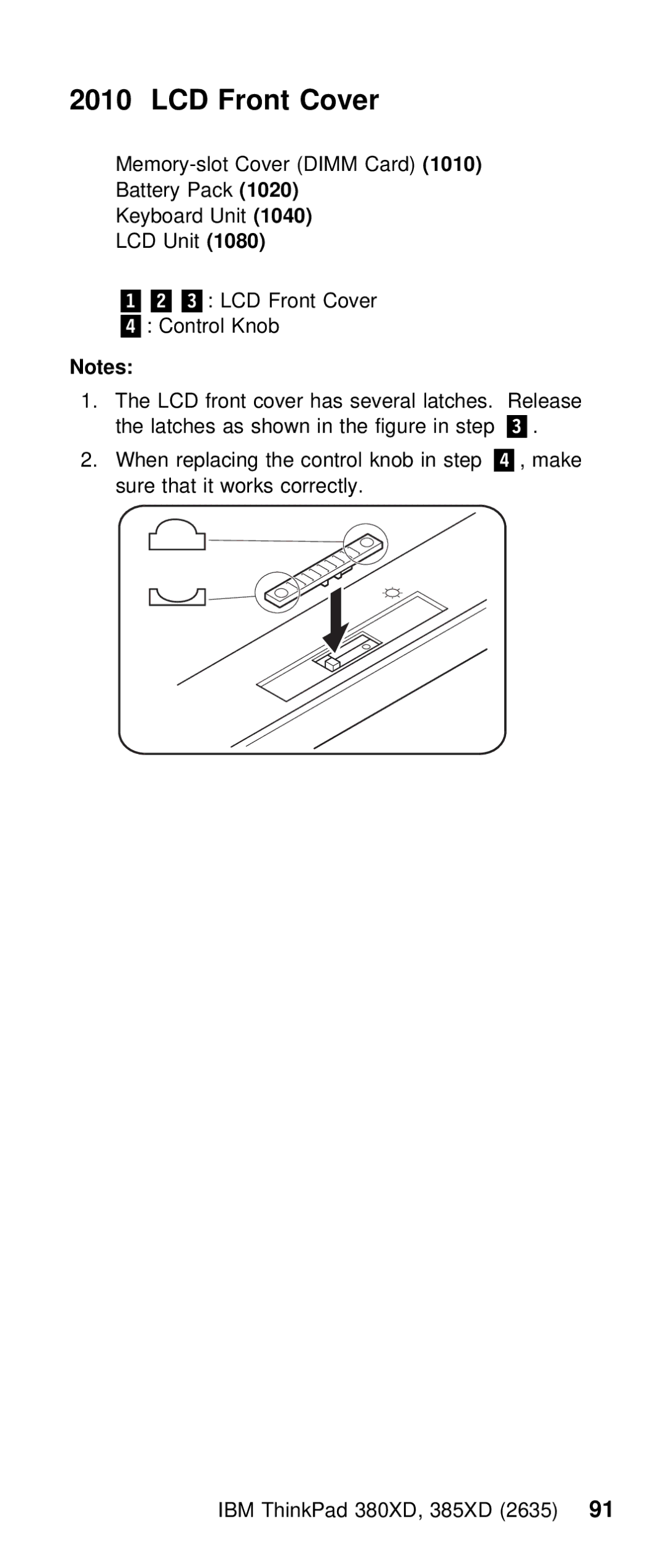 IBM THINKPAD 385XD (2635) manual LCD Front Cover 