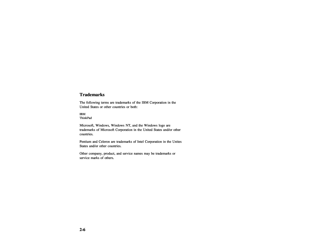 IBM THINKPAD 390 manual Trademarks 