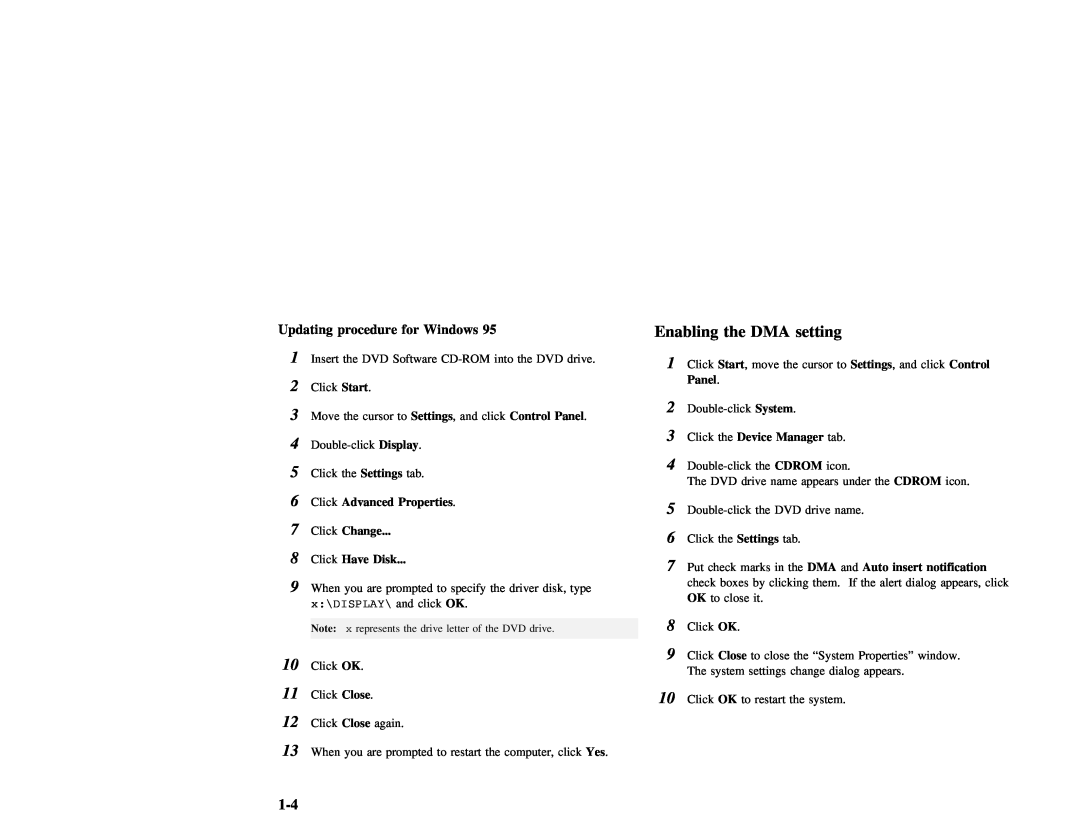 IBM THINKPAD 390 manual setting, Updating procedure for Windows, cursor to 