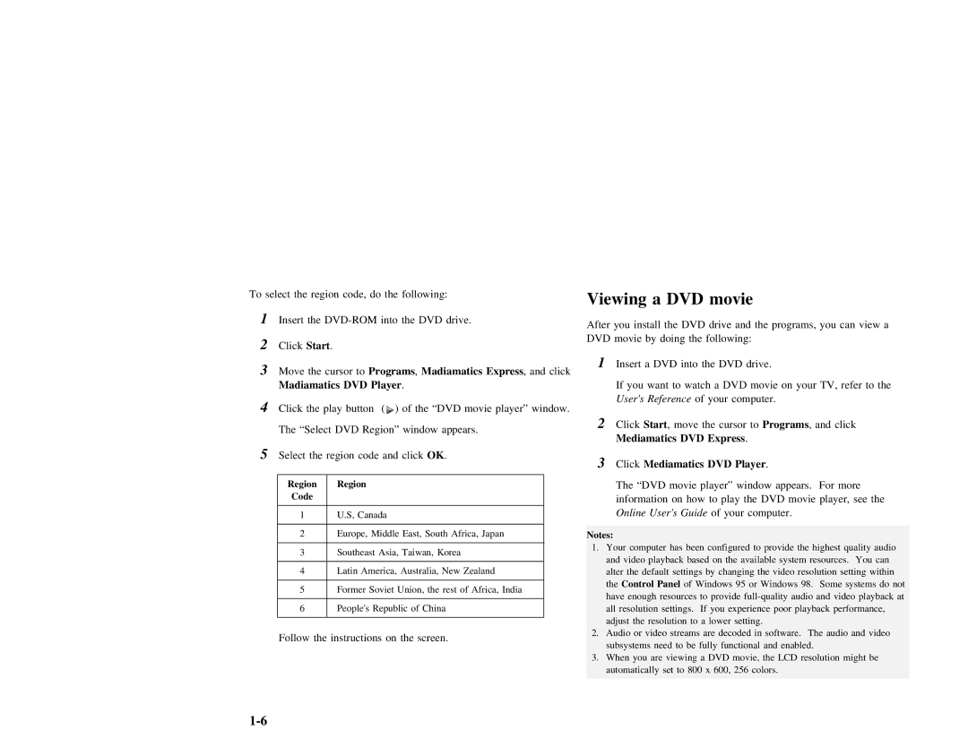 IBM THINKPAD 390 manual Movie, Viewing 