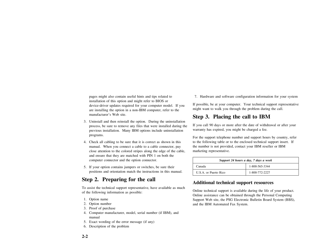 IBM THINKPAD 390 manual Call, Preparing 