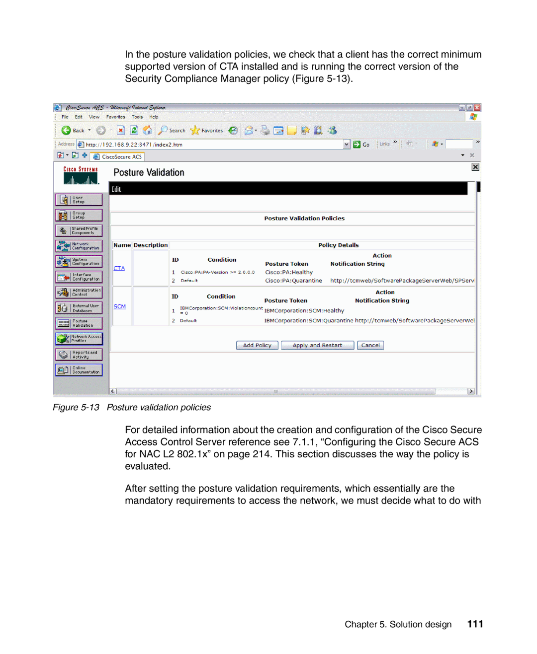 IBM Tivoli and Cisco manual Posture validation policies 