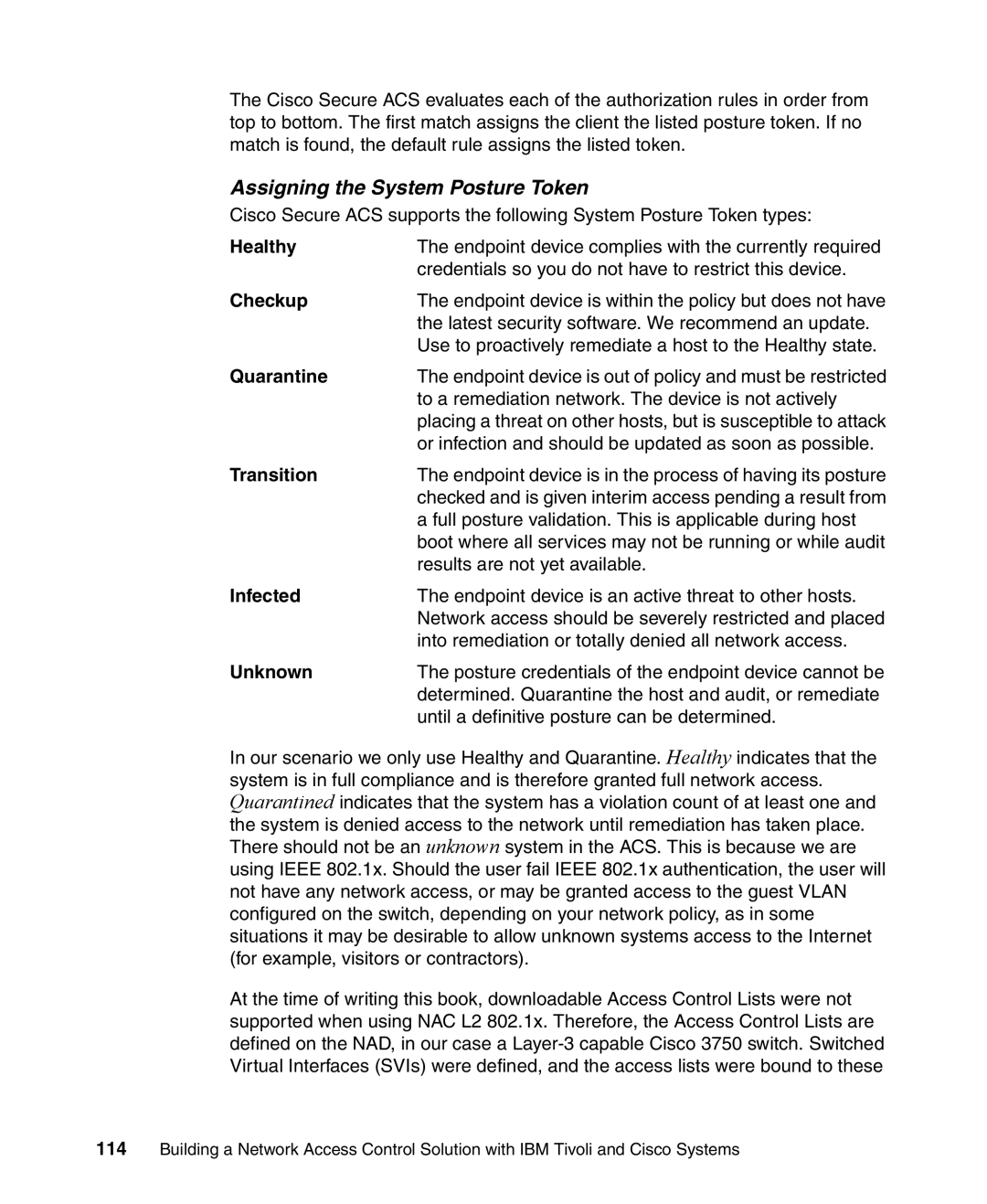 IBM Tivoli and Cisco manual Assigning the System Posture Token 