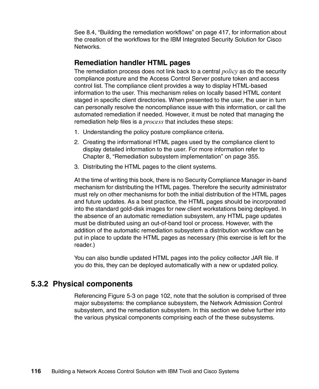 IBM Tivoli and Cisco manual Physical components, Remediation handler Html pages 