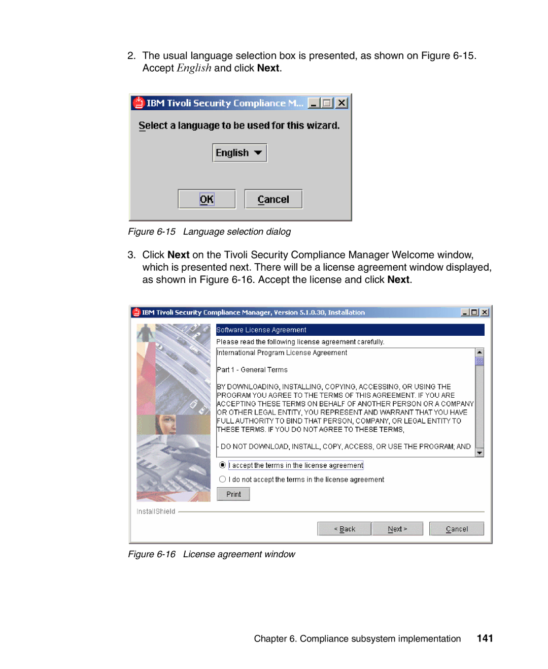 IBM Tivoli and Cisco manual 141, Language selection dialog 