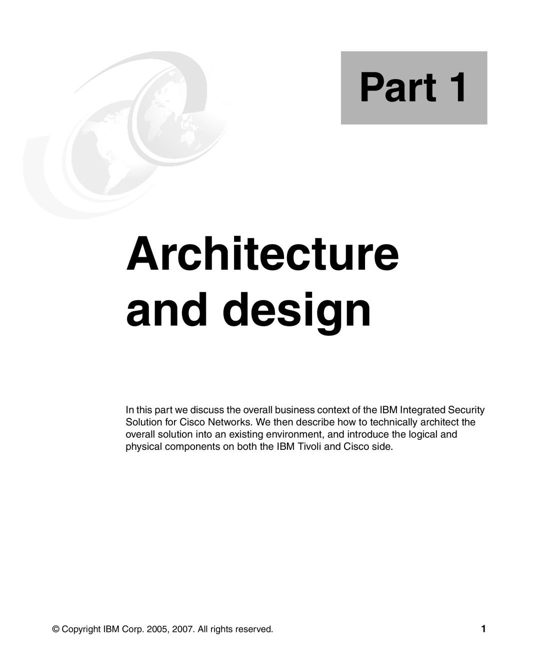 IBM Tivoli and Cisco manual Part 1 Architecture and design 