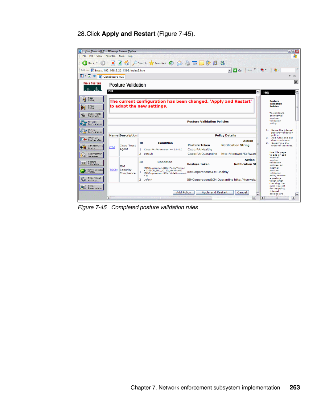 IBM Tivoli and Cisco manual 263, Completed posture validation rules 