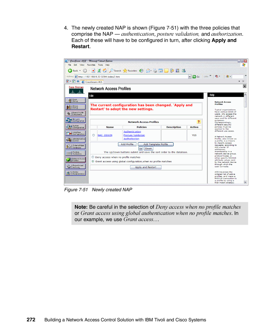 IBM Tivoli and Cisco manual Newly created NAP 