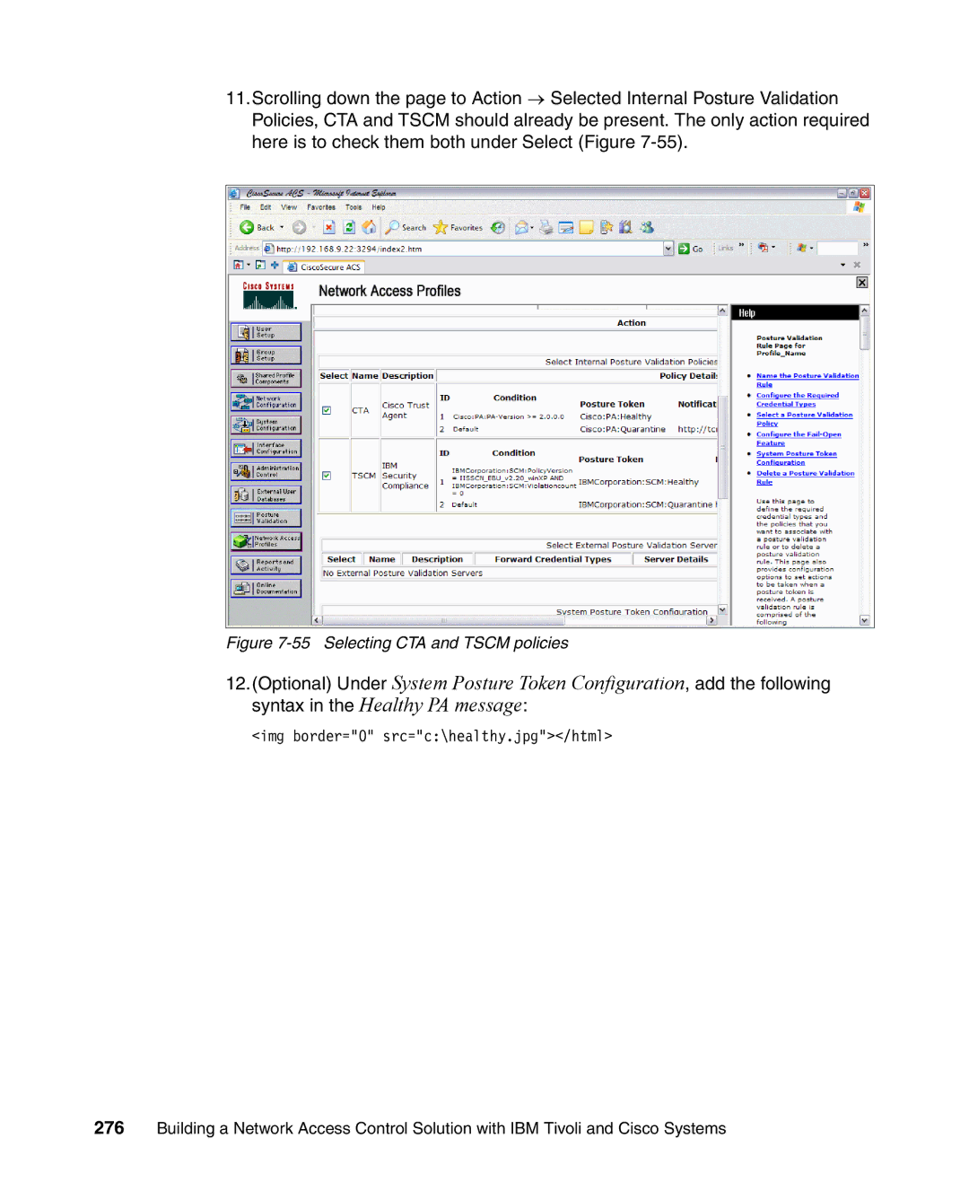 IBM Tivoli and Cisco manual Selecting CTA and Tscm policies 