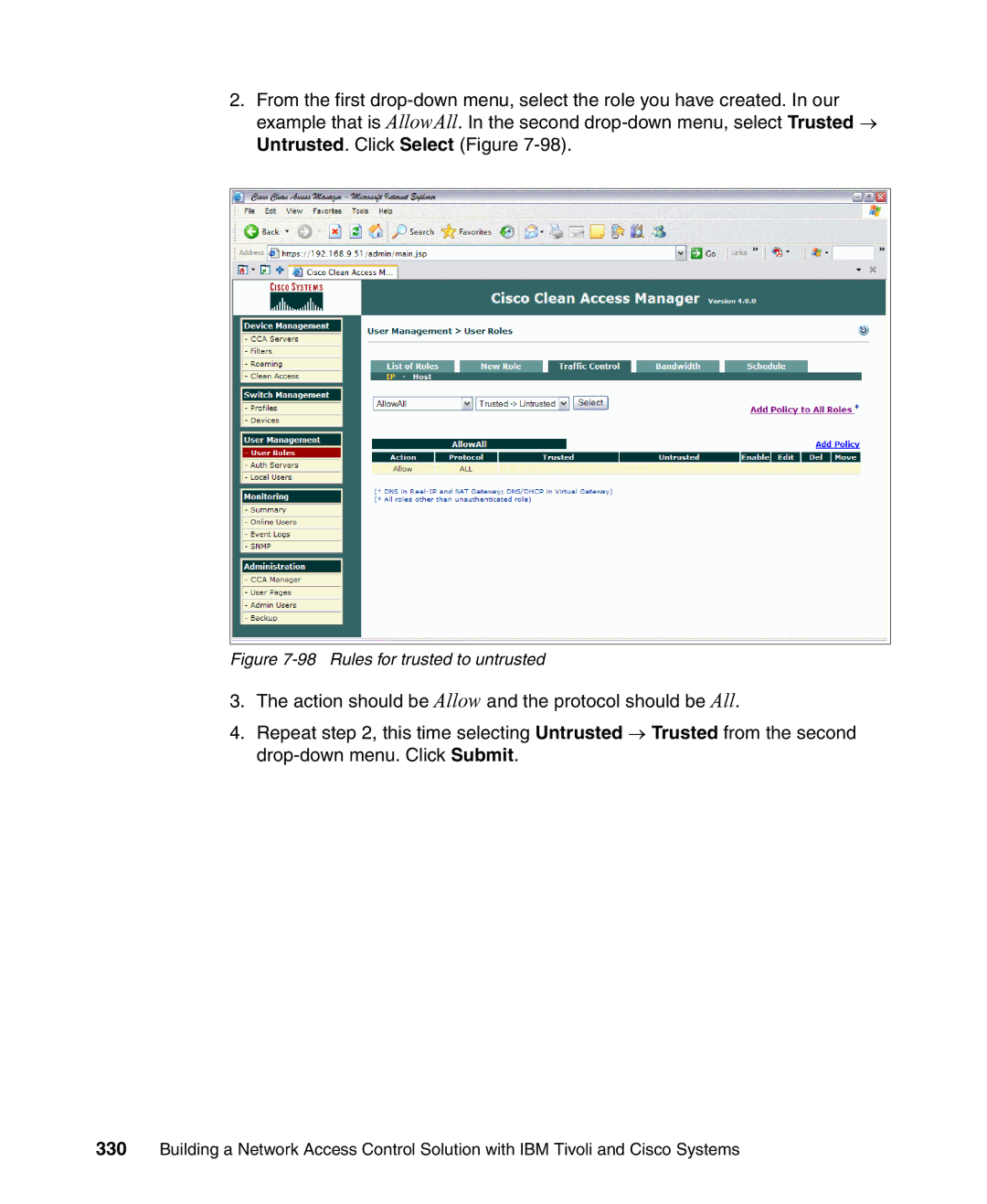 IBM Tivoli and Cisco manual Rules for trusted to untrusted 