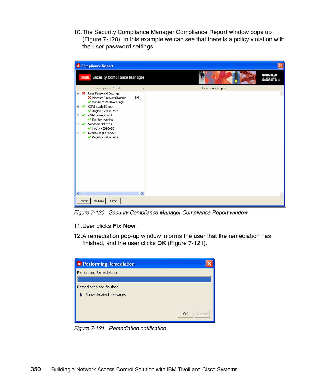 IBM Tivoli and Cisco manual Security Compliance Manager Compliance Report window 