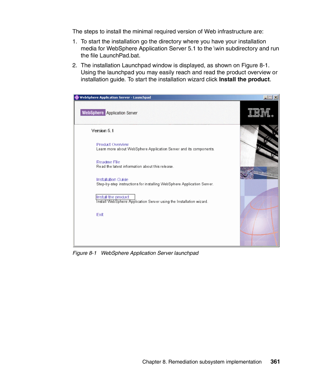 IBM Tivoli and Cisco manual 361, WebSphere Application Server launchpad 